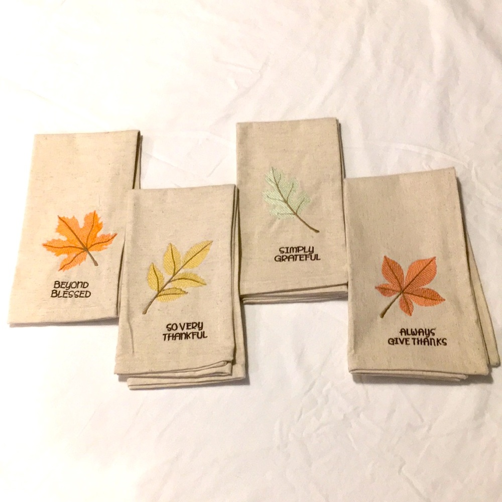 Handmade Towels Napkins Set of 4 Autumn Leaf New